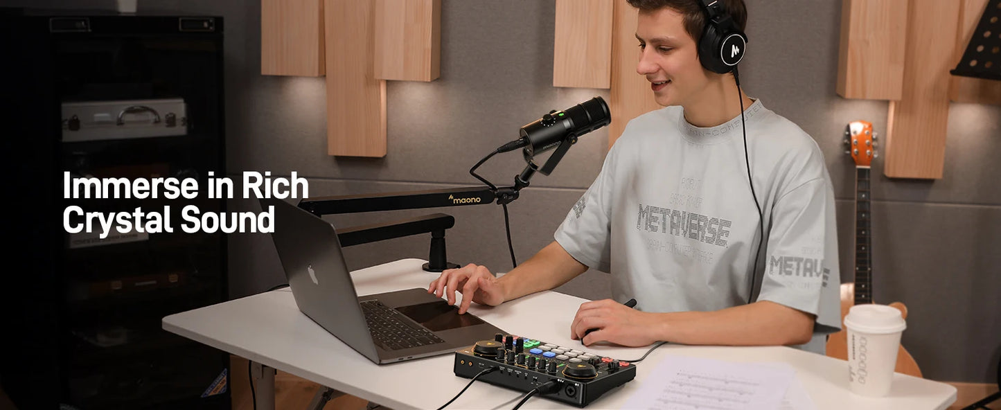 MaonoCaster E2 Gen2 Interfaccia Audio Mixer con Doppio Ingresso XLR per Podcast, Streaming Live e Gaming