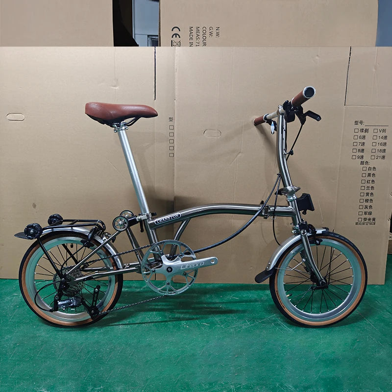 Bicicletta Pieghevole 20 Pollici Da Donna Leggera A 9 Velocità Portatile E Retrò
