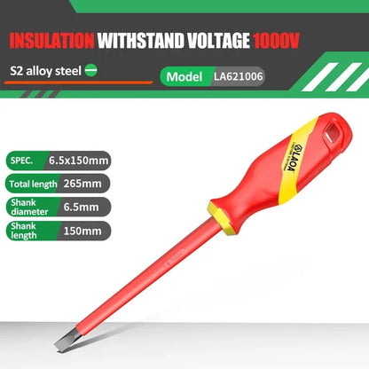 Cacciavite Isolato VDE LaOA Magnetico Impugnatura Ergonomica Testa Piatta e Incrociata 2,5x75-6,5x150