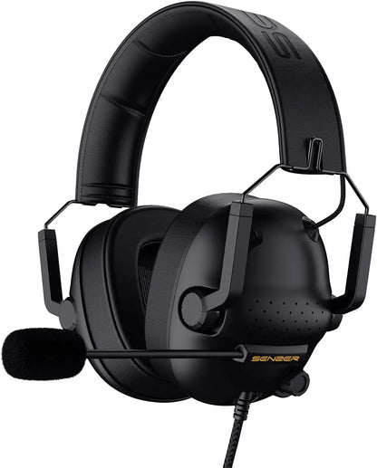 SENZER SG500 Surround Sound Pro Cuffie da gioco con microfono con cancellazione del rumore - Cuffie pieghevoli portatili per PC, PS4, PS5, Xbox
