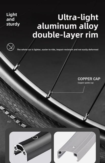Bici Pieghevole Da Montagna Ultra Leggera Per Adulti Telaio Alluminio 18 Velocità Freno Disco Shimano