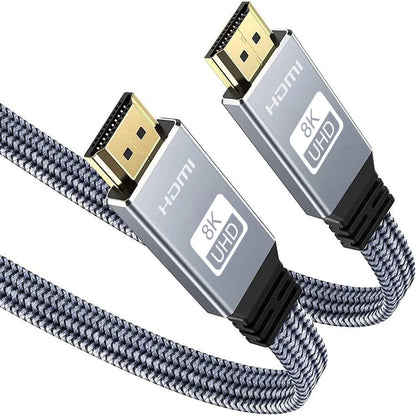 Cavo HDMI 2.1 Piatto Intrecciato 48Gbps, 8K60, 4K120, 144Hz Con 3D eARC HDCP 2.2 e 2.3 Compatibile Roku TV PS5