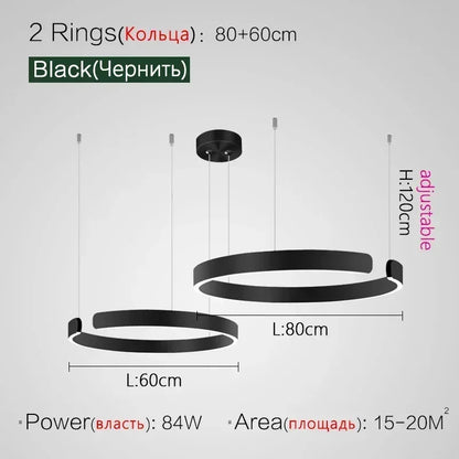 Lampada LED Circolare Sospesa Moderna Oro Rosa Bianco Nero Per Soggiorno E Sala Da Pranzo
