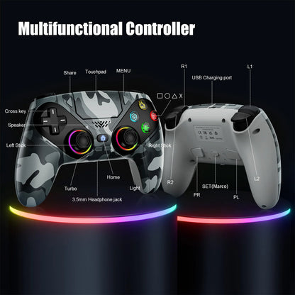 Controller per PS5 Pro/Slim/PC con RGB, Joystick Wireless per Giochi con Funzioni Marco/Turbo, Senza Drift, Effetto Hall, Tasti Posteriori Programmabili