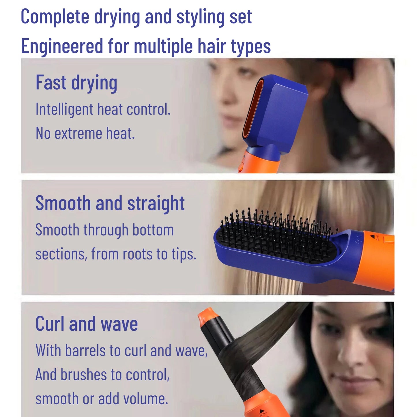 Styler per capelli 6 in 1 Nuovo asciugacapelli liscio per capelli styler per capelli 6 in 1 con barile di arricciatura Spazzola ad aria calda Strumento per lo styling MultiStyler