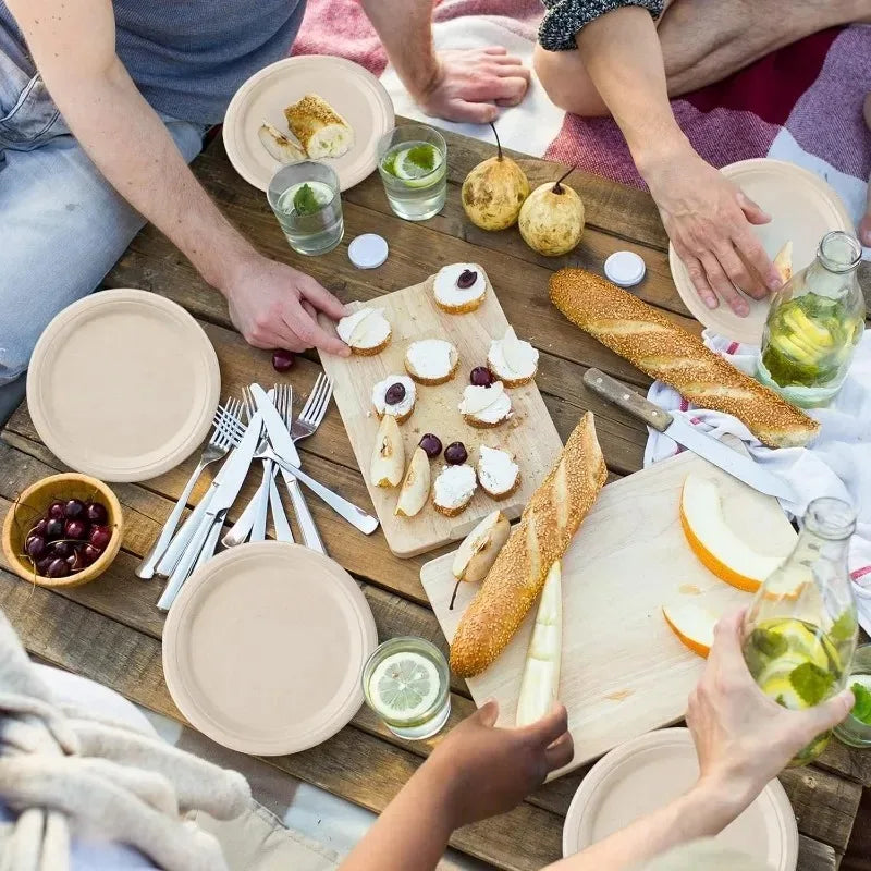 Set Da 50 Piatti Circolari Usa E Getta In Carta Naturale Per Barbecue Pasta Insalata Dessert