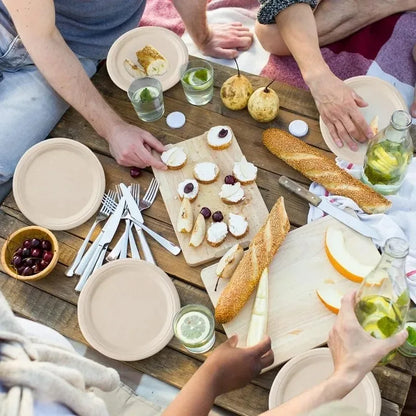Set Da 50 Piatti Circolari Usa E Getta In Carta Naturale Per Barbecue Pasta Insalata Dessert