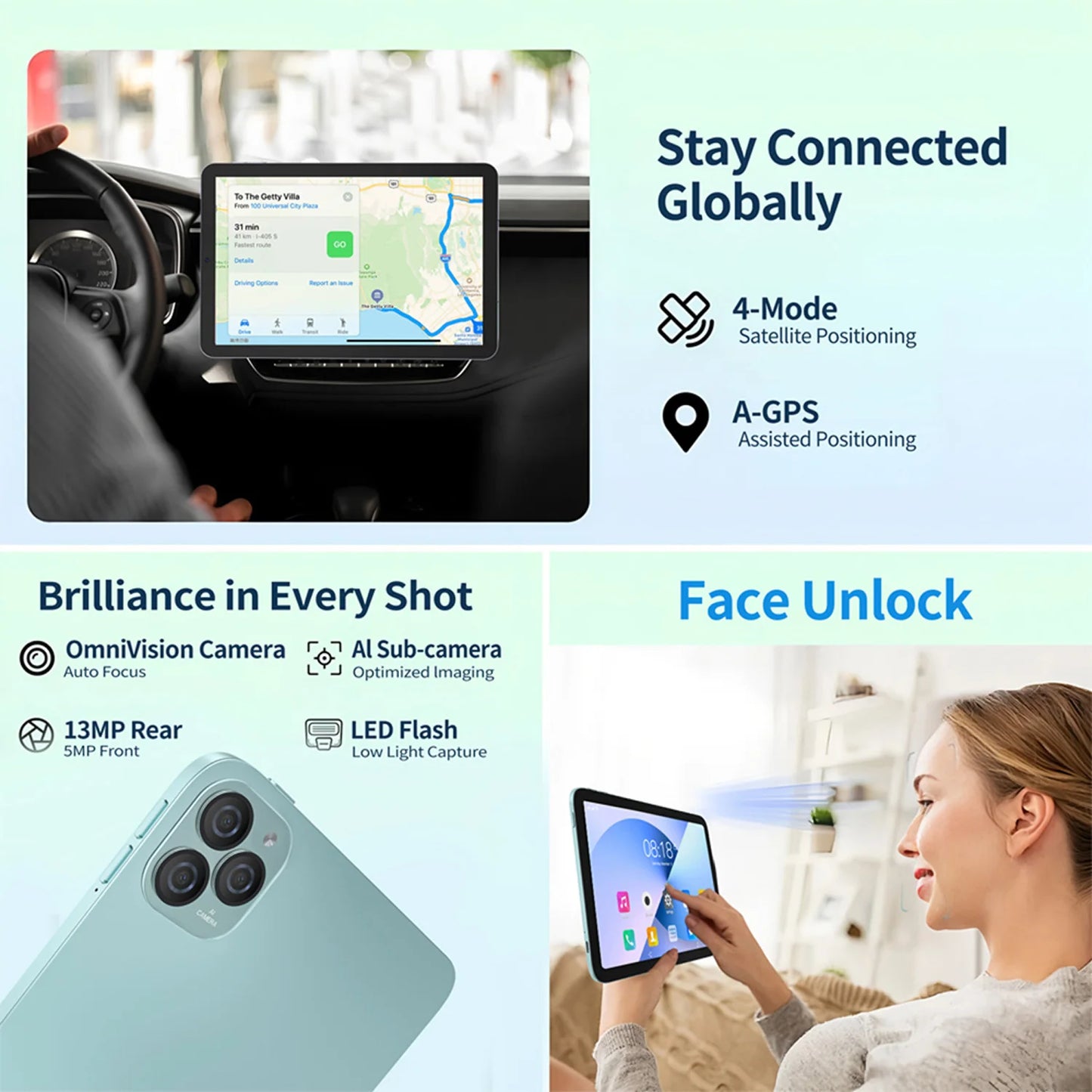 Tablet 10.1 Pollici 12GB Ram 128GB Octa Core 7000mAh Android 14 Google Play Chiamate 4G LTE Versione Globale