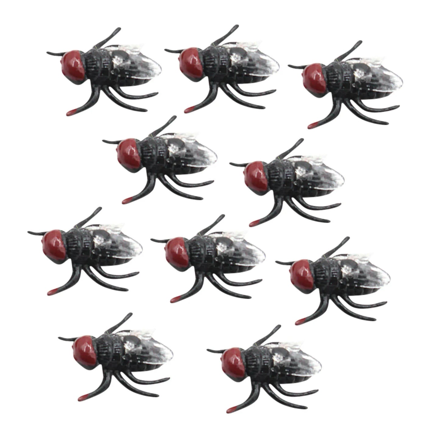 Set Insetti Volanti Finti In Silicone Mosche Giocattolo Realistiche 10 Pezzi Per Scherzi