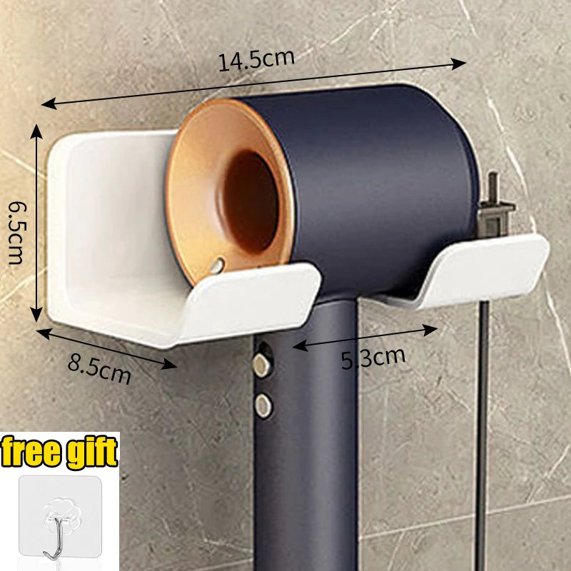 Porta Asciugacapelli A Parete Con Mensola In Plastica Per Bagno E Organizzazione Degli Accessori