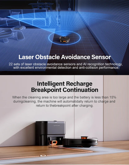 Purerobo LDS Robot Aspirapolvere X7-D Alta Potenza di Aspirazione WiFi 2.4G Svuotamento Automatico Collettore di Polveri Tuya Smart Home App Compatibile