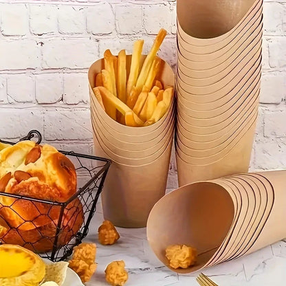 Tazze Per Patatine Fritte In Carta Kraft Naturale 50 100 Pezzi Per Snack Catering