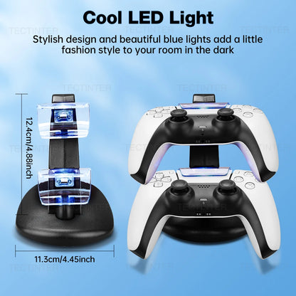 Doppia stazione di ricarica rapida per controller wireless PS5 Gamepad Type-C Base per supporto dock per caricabatterie LED per accessori PlayStation 5