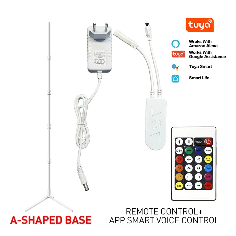 Lampada Da Terra Tuya Rgb 180 cm Bianca, Smart Con App E Telecomando, Illuminazione Led Moderna E Atmosferica