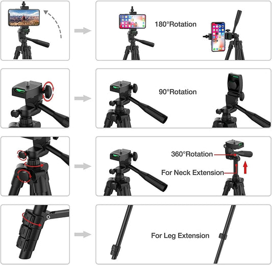 Treppiede Per Smartphone In Alluminio 102 Cm Con Registrazione Video E Supporto Fotografico Universale Bluetooth