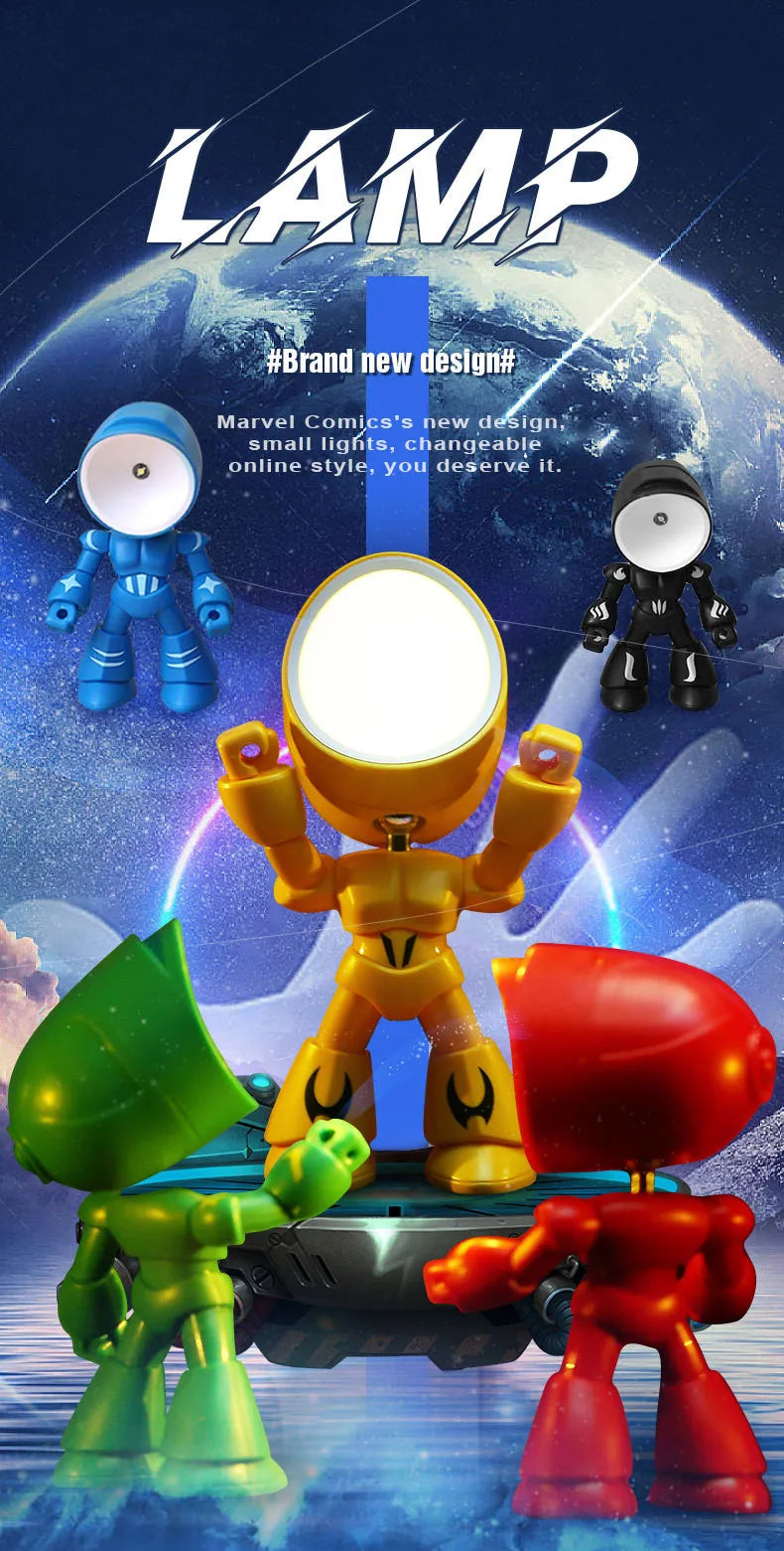 Luce Notturna LED A Forma Di Eroe Dei Cartoni Animati Lampada Da Tavolo Per Cameretta Regalo Bambini