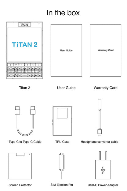 Smartphone Unihertz Titan 2 5G Android 15 con tastiera fisica Doppio schermo Memoria da 12 GB + 512 GB Doppia porta SIM Type-C