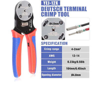 Strumento Crimpatura Deutsch YEJ 12X 16X 20X, Piegatrice Canna Chiusa Per Connettori a 4 Vie