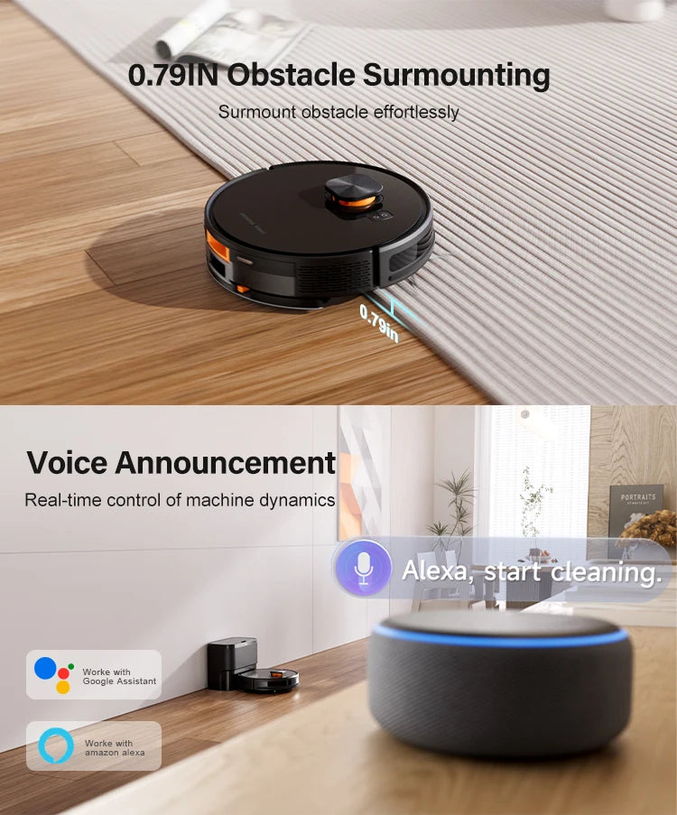 Purerobo LDS Robot Aspirapolvere X7-D Alta Potenza di Aspirazione WiFi 2.4G Svuotamento Automatico Collettore di Polveri Tuya Smart Home App Compatibile