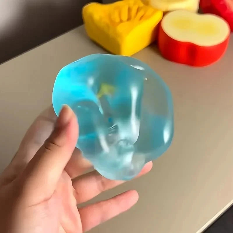 Giocattolo Squishy Blu in Maltosio, Simpatico Giocattolo Antistress Mochi, Morbida Palla Trasparente Blu Simulata, Giocattolo Decompressione a Rapido Rimbalzo