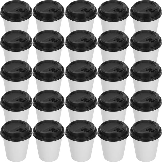 Tazze Da Caffè Usa E Getta Con Coperchio In Carta Kraft 50 Pezzi Per Ufficio Asporto