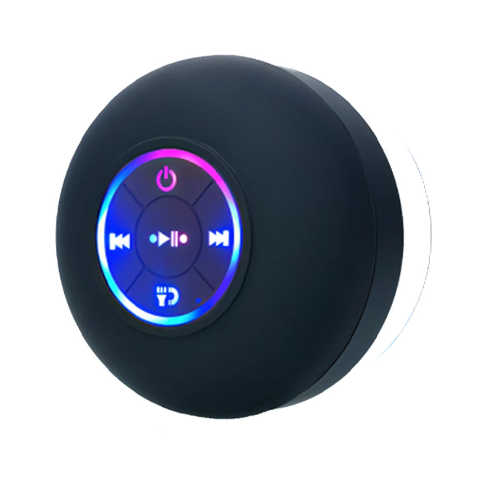 Altoparlante Bluetooth portatile wireless mini con LED, microfono e ventosa, impermeabile IPX4, ideale per viaggi, attività all'aperto e bagno