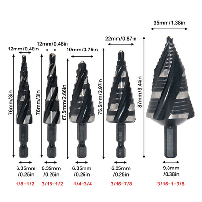 Set Punte Elicoidali A Gradini In Cobalto 6542 Con Attacco Un Quarto Di Pollice Per Metallo E Legno