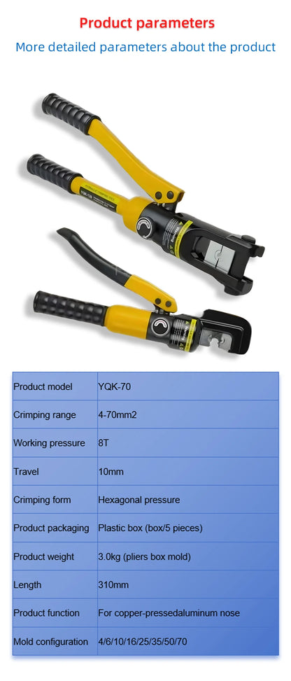 6-120 Pinza a crimpare idraulica YQK-120 Pressione 6T Utensili idraulici domestici Pinza idraulica Pinza a crimpare terminale cavo fai da te
