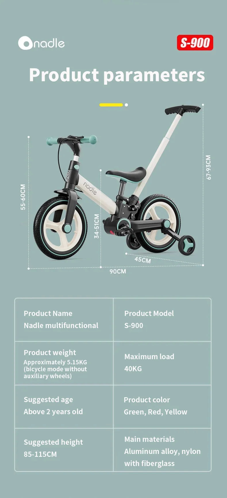 Bicicletta Per Bambini Pieghevole 2 In 1 Con Pedali Età Da 1 A 6 Anni Telaio In Alluminio