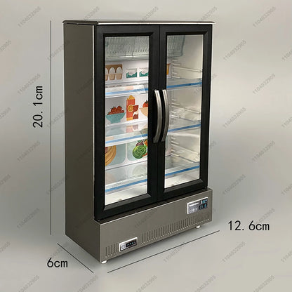 Negozio in miniatura mobili frigorifero congelatore scaffale bevanda fresca articoli alimentari giocattolo Mini artigianato casa delle bambole simulazione Scenario Display