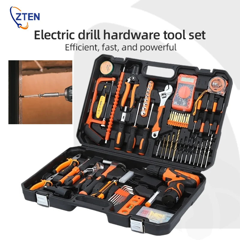 Trapano a Batteria al Litio Multifunzionale per Uso Domestico Kit Attrezzi per Manutenzione del Legno
