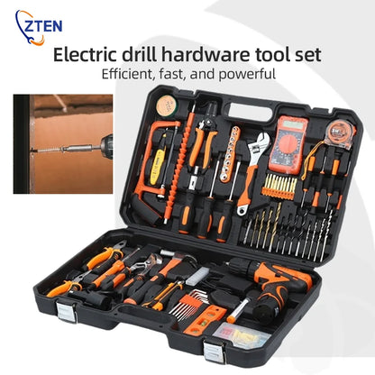 Trapano a Batteria al Litio Multifunzionale per Uso Domestico Kit Attrezzi per Manutenzione del Legno