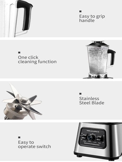 Frullatore Commerciale 6000 W Stazionario In Acciaio Inox Senza BPA 2,5 L Per Frullati Ghiaccio