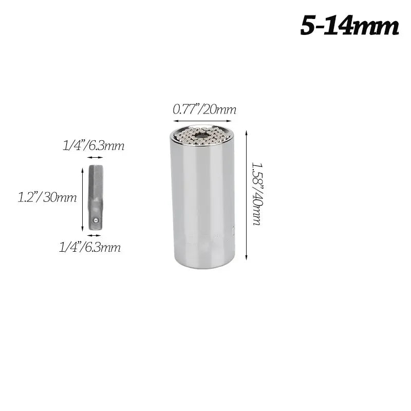 Onnfang 7-19/11-32mm chiave a cricchetto universale testa a bussola universale, chiave a bussola per uso domestico/chiave per utensili manuali