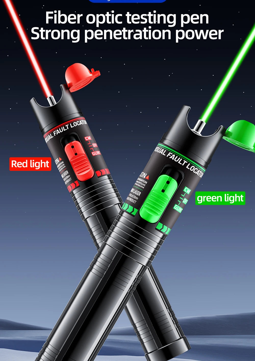 Penna Luce Verde e Rossa In Fibra Ottica Ricaricabile Con Tester 15 mW 30 mW 50 mW 100 mW