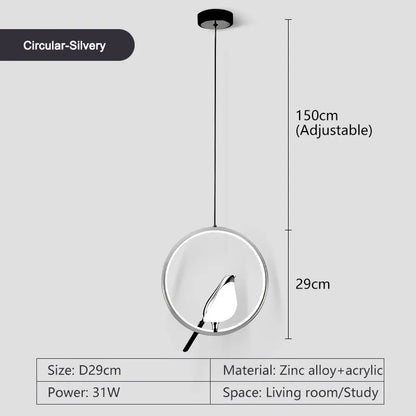 Lampada Sospensione Led Argento Dorato Interni Design Moderno Per Letto e Soggiorno Alimentazione AC 85 265 Volt