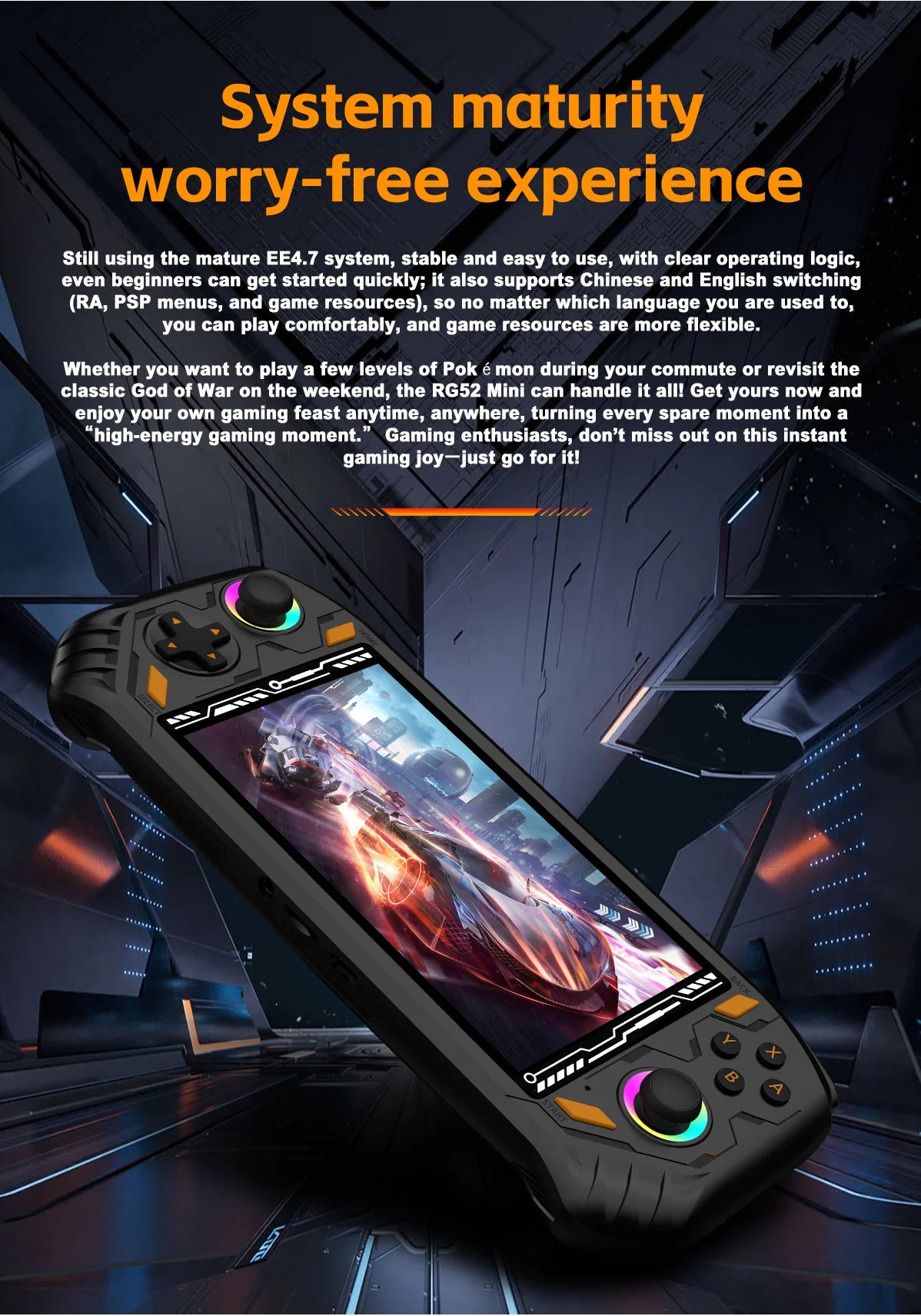 Console di gioco retrò RG56 Pro, avvio ultra rapido, carica tutti i tipi di giochi classici 3D, qualità dell'immagine HD nitida, portatile e leggera.
