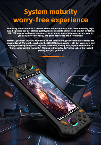 Console di gioco retrò RG56 Pro, avvio ultra rapido, carica tutti i tipi di giochi classici 3D, qualità dell'immagine HD nitida, portatile e leggera.