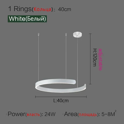 Lampada LED Circolare Sospesa Moderna Oro Rosa Bianco Nero Per Soggiorno E Sala Da Pranzo