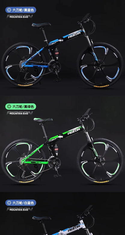Bicicletta Pieghevole Da Montagna Per Adulti Con Freni A Disco Fuoristrada Unisex Velocità Variabile