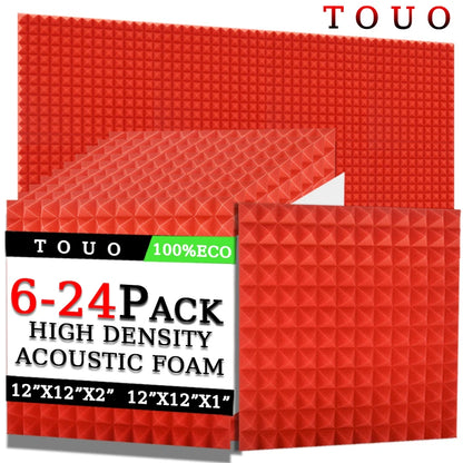 TOUO Schiuma Acustica 6/12/24 Pcs Isolamento Acustico Piramide Pannello Fonoassorbente Home Studio Trattamento Acustico Per La Camera Da Letto