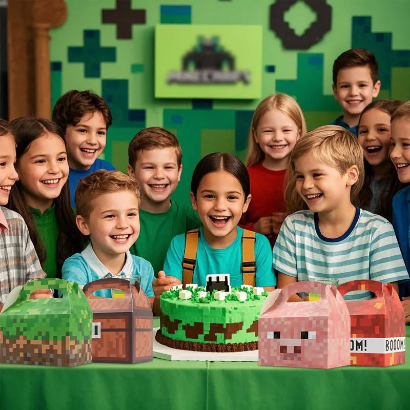 Scatole A Gable Per Bomboniere Pixel Giochi Set Da 12 Astucci Decorativi Per Compleanni