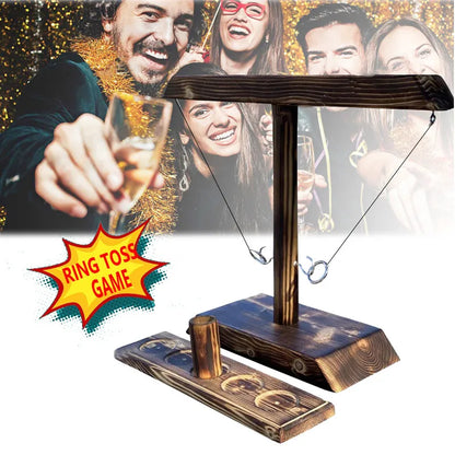 Giochi di lancio ad anelli per bambini Adulti Giochi per bere feste a casa Giochi da tavolo in legno portatili ad ritmo rapido Pacchetto scaletta Bar all'aperto