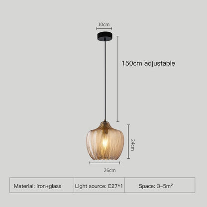 Lampada a Sospensione Moderna Nordico Led in Vetro Ambrato