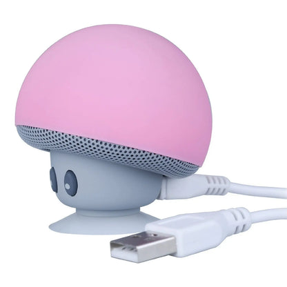 Mini Altoparlante Bluetooth Rosa Portatile Con Design Funghetto E Supporto Ventosa Per Telefono E PC