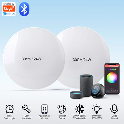 Plafoniera Led Dimmerabile con Controllo Remoto Rgb Bluetooth Tuya per Interni Alexa