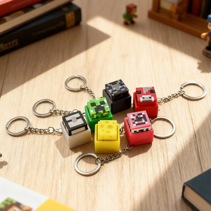 Clicker Antistress Stampato 3D Tema Minecraft Per Tastiere Meccaniche Con Feedback Tattile Portachiavi