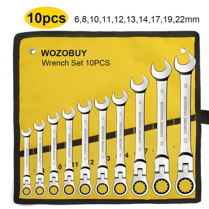 WOZOBUY Set di chiavi a cricchetto con testa flessibile - Chiavi combinate a cricchetto metriche Set di chiavi per ingranaggi CrV Set di strumenti di riparazione per chiavi per auto