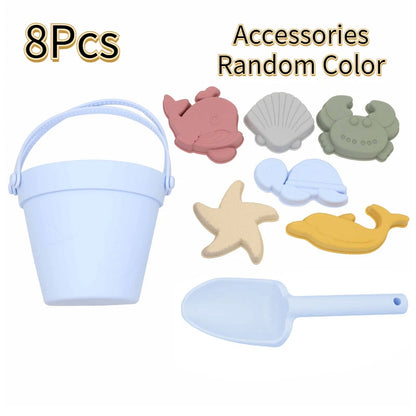 Set Giocattoli Da Spiaggia Per Bambini 8 Pezzi In Silicone Morbido Per Sabbia E Acqua
