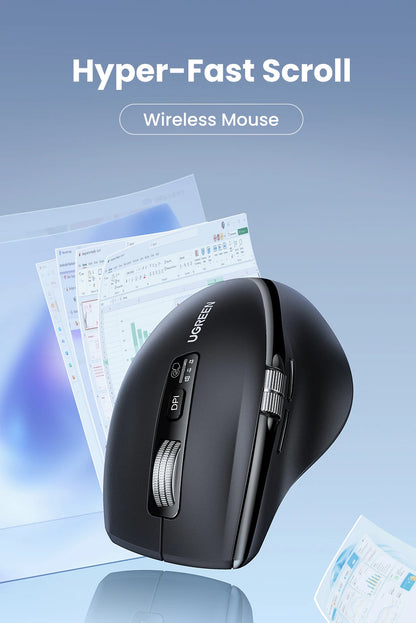 Mouse Senza Fili Ergonomico con DPI 5000 Bluetooth 5.4 e 2.4 GHz MacBook Tablet Laptop PC